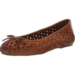 Luky Brand Flat Shoes Women Tan Leather Mogeni Woven Ballet Flat Slip On Shoes